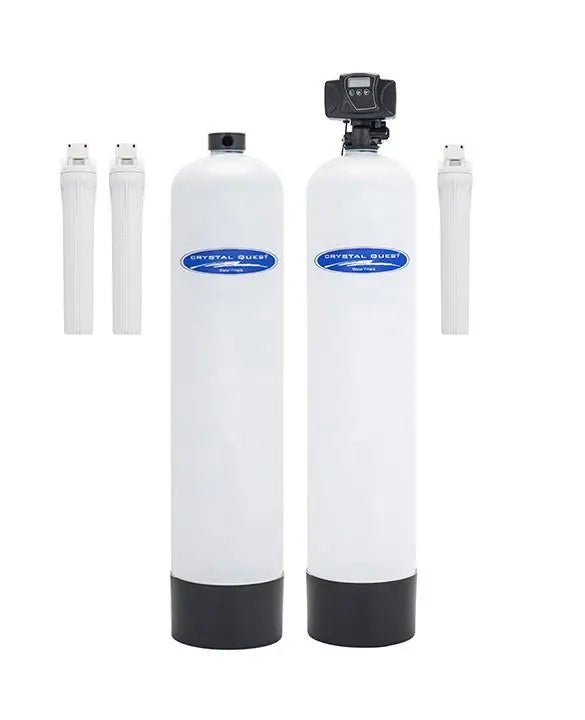 Crystal Quest Anti-Scale and Eagle 4000 Water Filtration System with Manual Backwashing side view — water filtration system