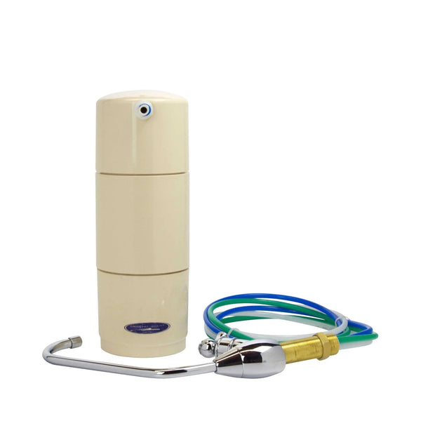 Crystal Quest Classic Disposable Undersink PLUS Water Filter System side view — water filtration system