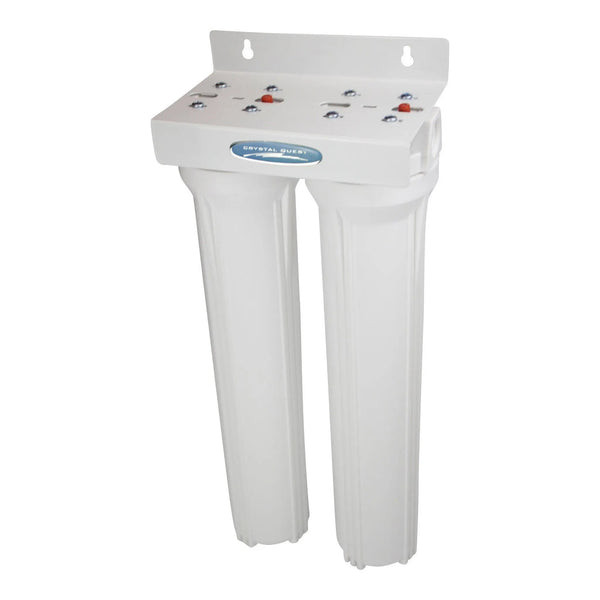 Crystal Quest Commercial 20" Double Cartridge Water Filter side view — commercial inline water filter for multi-stage point-of-use filtration