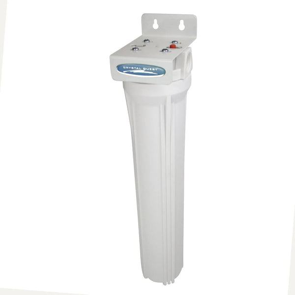 Crystal Quest Compact Single 20 Inch Whole House Water Filter System side view — water filtration system