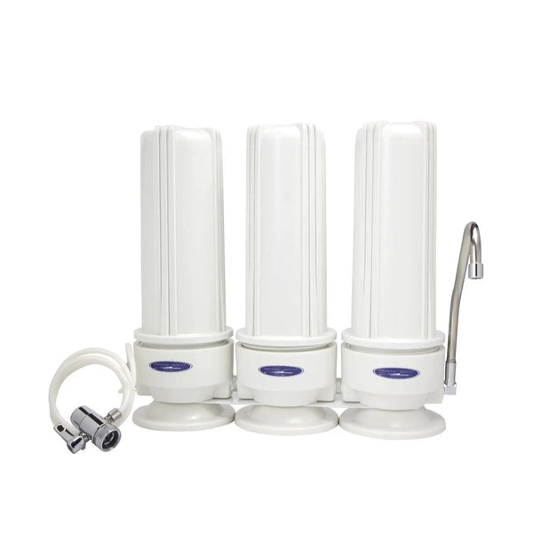 Crystal Quest Countertop Triple Replaceable PLUS Water Filter System — water filtration system