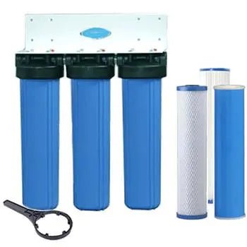 Crystal Quest Big Blue Triple SMART filter housing — whole house system for sediment, chlorine, and chemical treatment