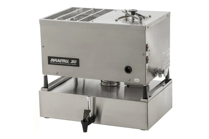 Durastill 30H4 manual fill water distiller with 4-gallon tank — produces distilled water for CPAP machines and drinking