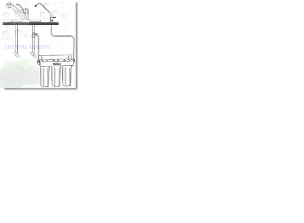 Crystal Quest Mega Undersink Triple Replaceable Ceramic Filter System side view — water filtration system