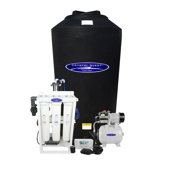 Crystal Quest Commercial R O Filtration System 200 GPD w/ 165 Gallon Storage Tank Kit - PureWaterGuys.com