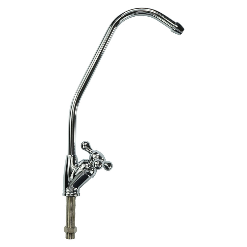 Chrome Faucet with 1/4" Tube (European Cross Handle) — water filtration system