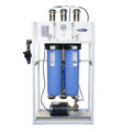 Crystal Quest Commercial Reverse Osmosis Filtration System 2500 GPD with 165 Gallon Storage Tank Kit side view — commercial reverse osmosis system producing high-purity water