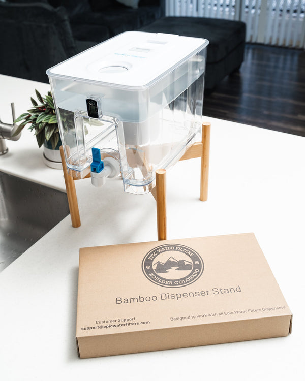 Dispenser Bamboo Stand - PureWaterGuys.com