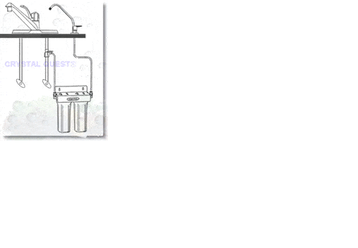 Crystal Quest Mega Undersink Double Replaceable PLUS Water Filter System side view — water filtration system
