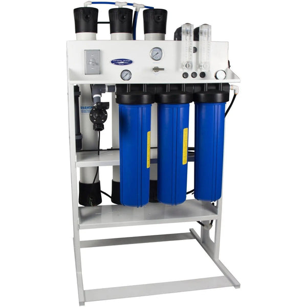 Crystal Quest Commercial Reverse Osmosis 5,000 GPD Water Filter System side view — commercial reverse osmosis system producing high-purity water