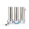 Crystal Quest Countertop Triple Replaceable PLUS Water Filter System side view — water filtration system