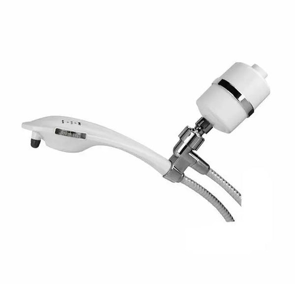 Crystal Quest Handheld Luxury Shower Power Filtration System White side view — water filtration system