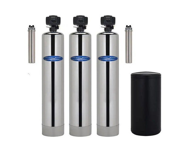 Crystal Quest SMART Series Water Filter Metal Removal and Softener Whole House System side view — water filtration system