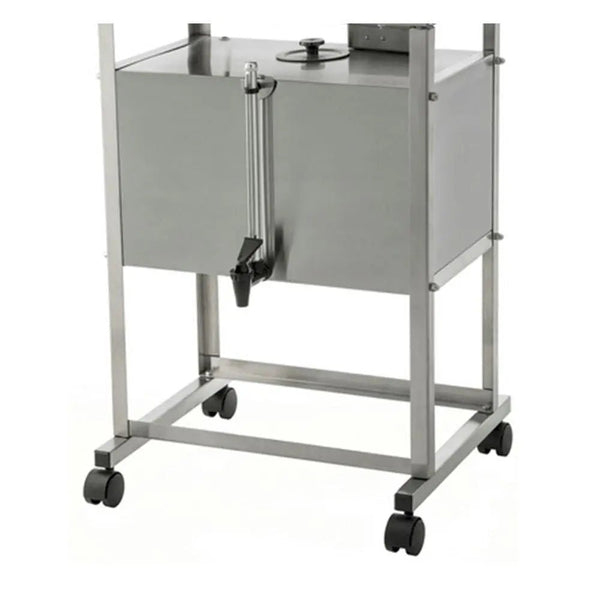 Durastill 10-gallon (40-liter) stainless steel distilled water tank with casters — mobile large-capacity storage
