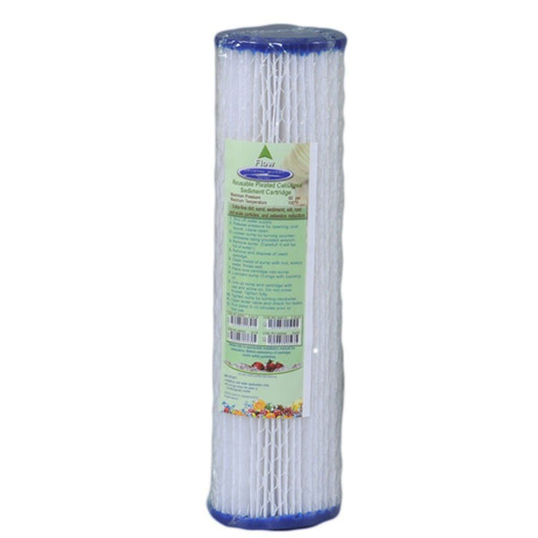 Crystal Quest 2-7/8"" x 9-3/4"" 5-Micron Sediment Reusable Pleated Cellulose Filter Cartridge - PureWaterGuys.com